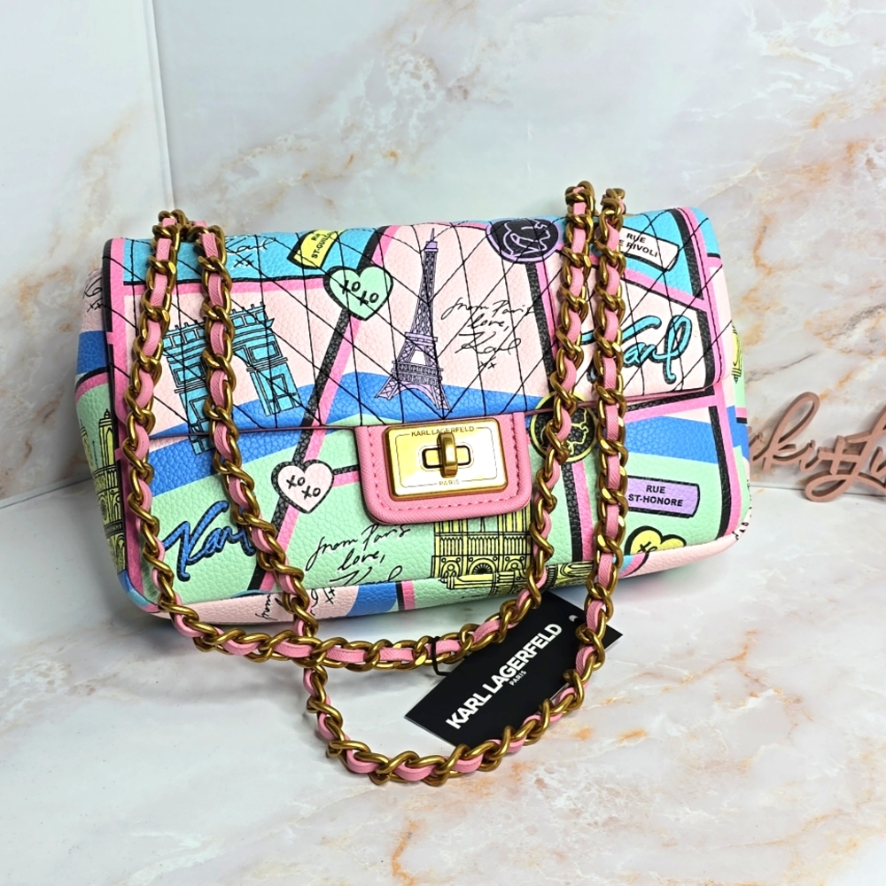 Karl Lagerfeld paris Landmarks pink pastel crossbody bag